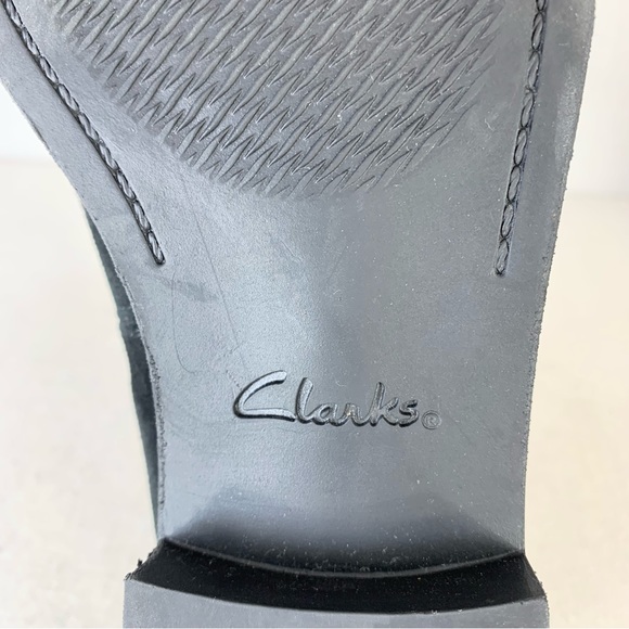 Clarks~Women’s ‘Demi‎ Beat’ Black Suede/Faux Snakeskin Slip-On Ankle Boot~Sz 7.5 - Picture 11 of 14